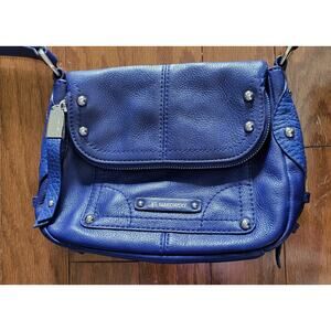 B. Makowsky Leather Bag Purse Blue Cross Body Shoulder Strap Silver Studs